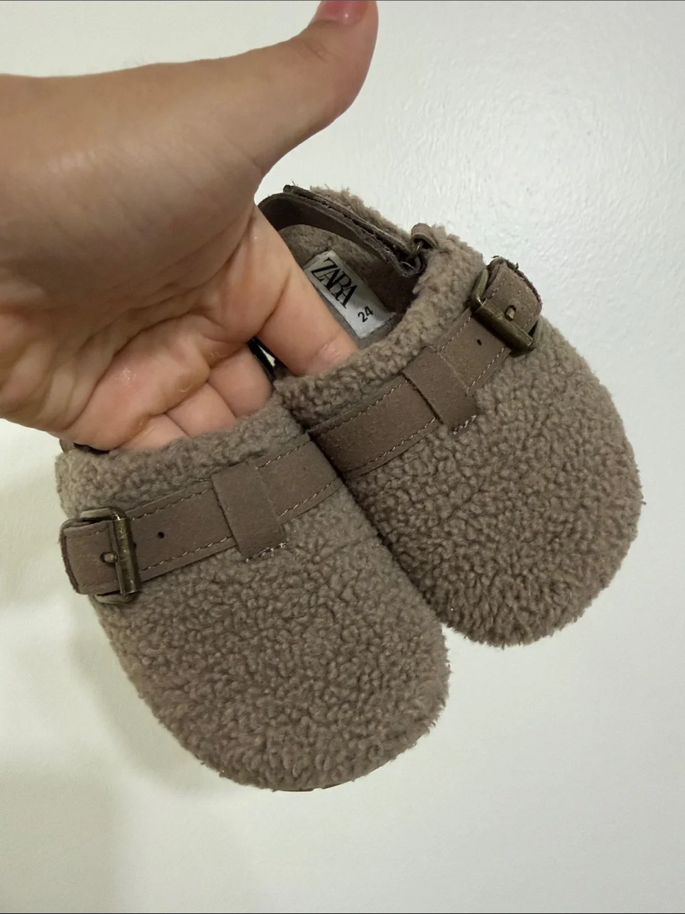 Zara Brown Sherpa Buckle Clogs